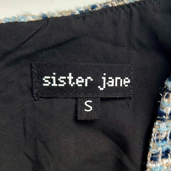 Sister Jane Waltz Tweed Confetti Mini Dress Babydoll Puff Sleeve Tiered Size S - Picture 13 of 14